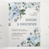 Tinten van grijs stoffig blauwe winter rustieke tr drieluik aankondiging (Binnenkant midden)