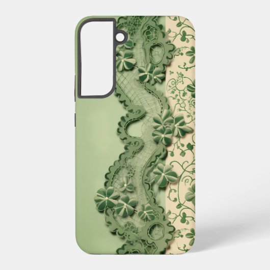 TINTEN VAN GROEN & CRÈME  IERSE KANT LOOK SAMSUNG GALAXY HOESJE (Achterkant)