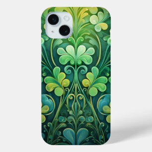  TINTEN VAN GROEN & GOUD IRISH SHAMROCKS iPhone 15 MINI HOESJE
