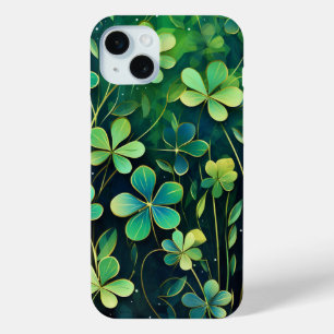 TINTEN VAN GROEN & GOUD IRISH SHAMROCKS iPhone 15 MINI HOESJE