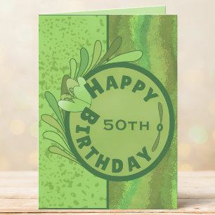 Tinten van groene textuur 50ste verjaardag kaart