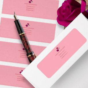 Tinten van Magenta Roze Roos Moderne Trouw Etiket