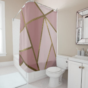 Tinten van mauve roze & goud bronzen geometrische douchegordijn