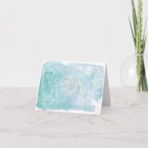Tinten van Oceanisch Blauw Aquarel Dank je wel Bedankkaart