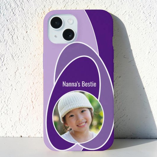 Tinten van Paars Ovaal Vervangbare Foto iPhone 15 Hoesje