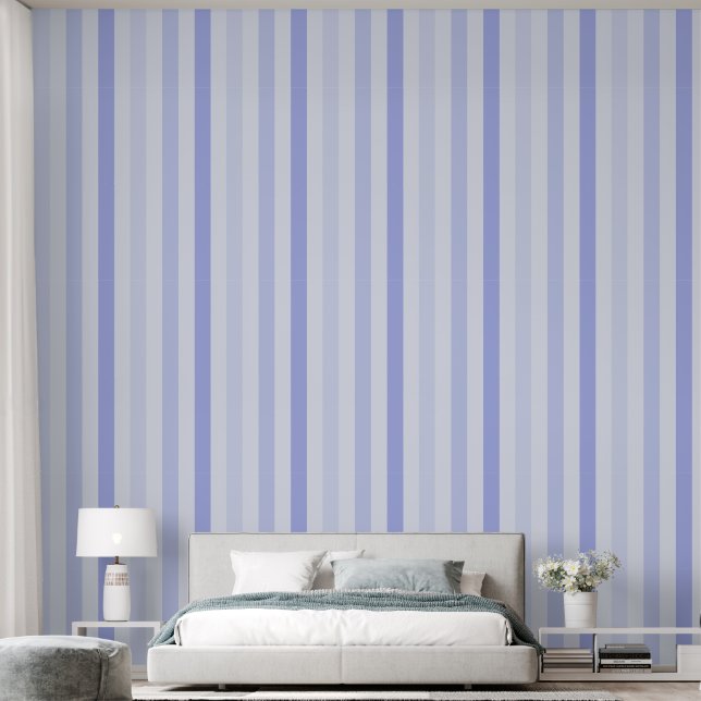 Tinten van Paarse blauw, Periwinkle Stripes Accent Behang (Slaapkamer)