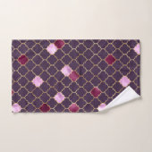 TINTEN VAN PAARSE BLOEMIGE ROZEN & GOUDBLADEREN BAD HANDDOEK (Handdoek)