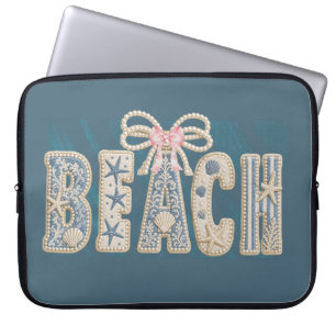 TINTEN VAN PASTELBLAUWE ZOMER STRAND UITDRUKKING LAPTOP SLEEVE