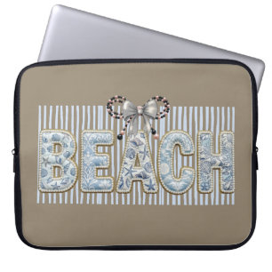 TINTEN VAN PASTELBLAUWE ZOMER STRAND UITSPRAAK LAPTOP SLEEVE