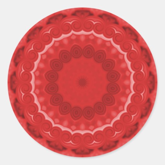 Tinten van Rode Kaleidoscoop Ronde Sticker (Voorkant)