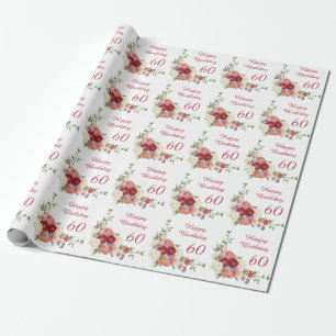 Tinten van Roze Witte Pioen Bloem Gefeliciteerd Cadeaupapier