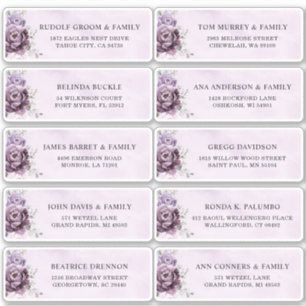 Tinten van stoffige Paarse Plum Wedding Guest Addr Sticker