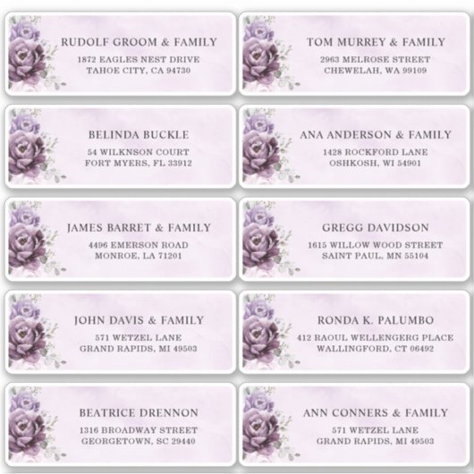 Tinten van stoffige Paarse Plum Wedding Guest Addr Sticker (Voorkant)