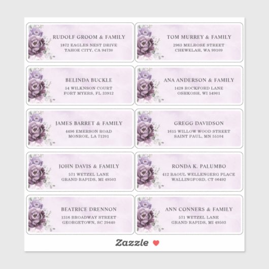 Tinten van stoffige Paarse Plum Wedding Guest Addr Sticker (Vel)