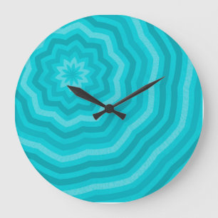 Tinten van turquoise abstracte bloemontwerp grote klok