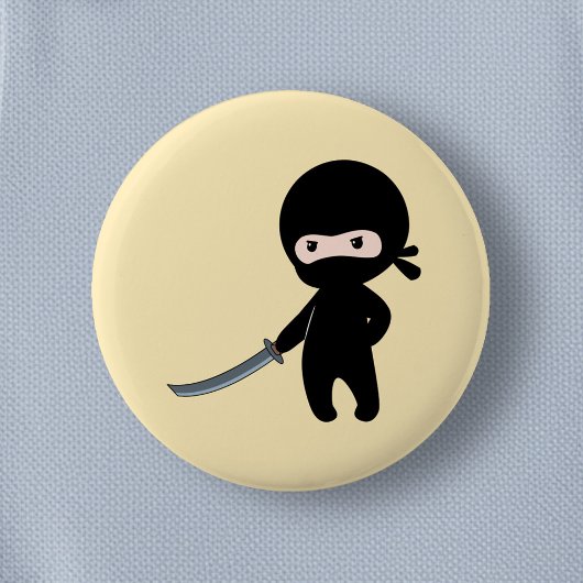 Tiny Angry Ninja op Geel Ronde Button 5,7 Cm