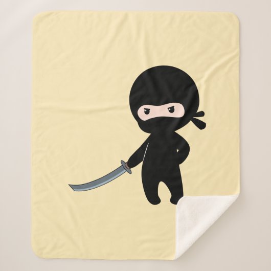 Tiny Angry Ninja op Geel Sherpa Deken (Voorkant)