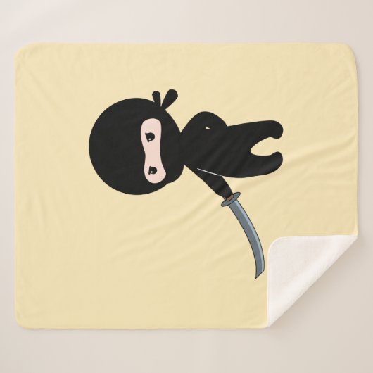 Tiny Angry Ninja op Geel Sherpa Deken (Voorkant (horizontaal))
