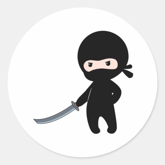 Tiny Angry Ninja Ronde Sticker (Voorkant)