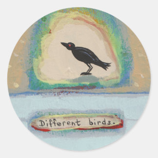 Tiny Art # 602 - Verschillende vogels origineel sc Ronde Sticker