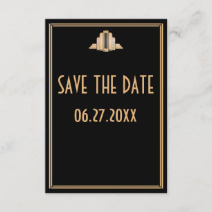 Tiny Art Deco Great Gatsby Wedding Save the Date Kaart