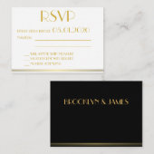 Tiny Black Monogrammed Great Gatsby Wedding RSVP Informatiekaartje (Voorkant / Achterkant)
