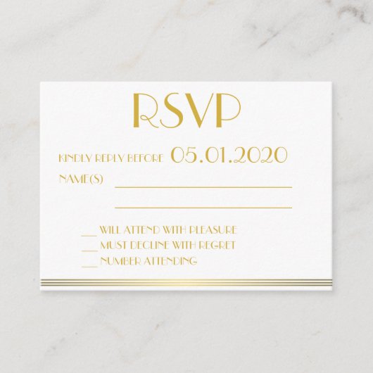 Tiny Black Monogrammed Great Gatsby Wedding RSVP Informatiekaartje (Voorkant)