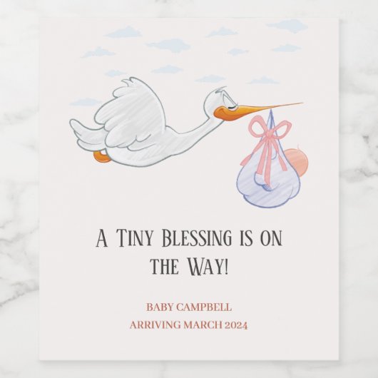Tiny Blessing is op weg naar zwangerschapsaankondi Wijn Etiket (Enkel label)