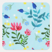 Tiny Bloom Blue Flowers Spring Garden Vierkante Sticker (Voorkant)