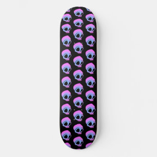 Tiny Blue Roze Cartoon Skulls op zwart Skateboard