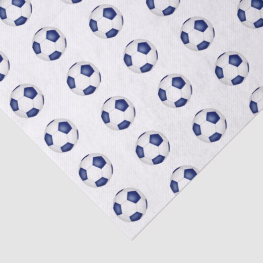 tiny blue white soccer balls pattern tissuepapier (Detail)