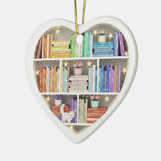 Tiny Book Shelves Rainbow Bookshelf 2Dprint Books Keramisch Ornament (Links)