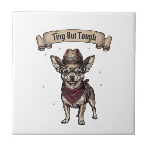 Tiny But Tough' Chihuahua draagt een cowboyhoed Tegeltje