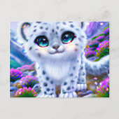 Tiny Chibi Happy Pastel Fluffy Snow Leopard Briefkaart (Voorkant)