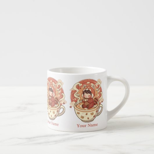 Tiny Chibi Red Panda Milk Mug for Kids Espresso Kop (Rechts)