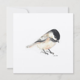 Tiny Chickadee schilderij Waterverf Feestdagenkaart