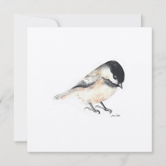 Tiny Chickadee schilderij Waterverf Feestdagenkaart (Voorkant)