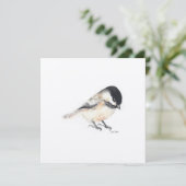 Tiny Chickadee schilderij Waterverf Feestdagenkaart (Staand voorkant)