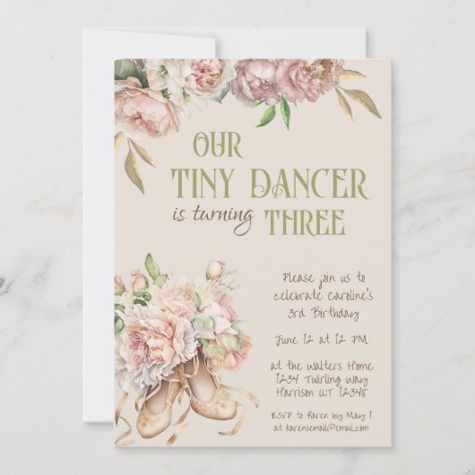 Tiny Dancer Ballet Derde verjaardag Kaart (Voorkant)