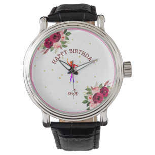 Tiny Dancer Pink Floral Ballet Birthday Horloge