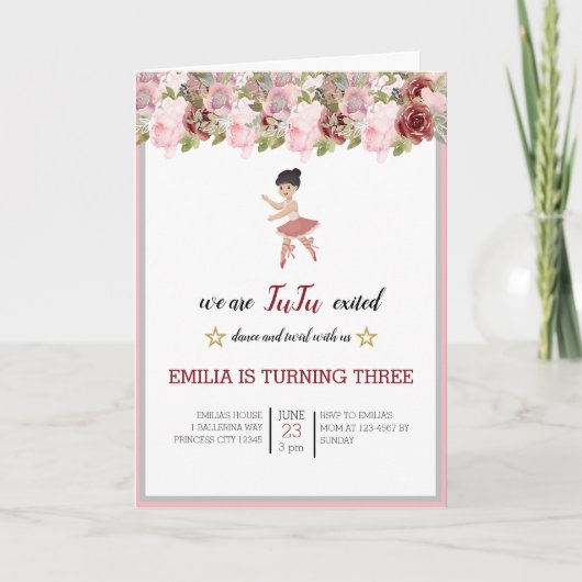Tiny Dancer | Pink Floral Ballet Birthday Party (Voorkant)