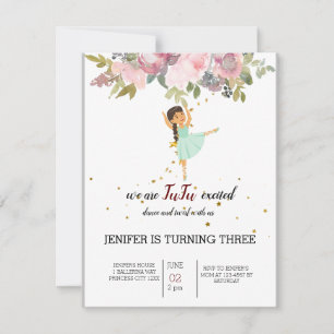 Tiny Dancer   Pink Floral Ballet Birthday Party Kaart