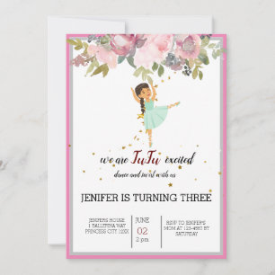 Tiny Dancer   Pink Floral Ballet Birthday Party Kaart