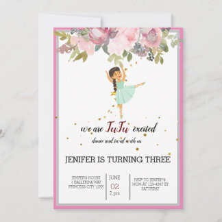 Tiny Dancer | Pink Floral Ballet Birthday Party Kaart