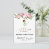 Tiny Dancer | Roze bloem ballet verjaardagsfeestje Briefkaart (Staand voorkant)