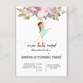 Tiny Dancer | Roze Bloemige Ballet Verjaardagsfees Briefkaart