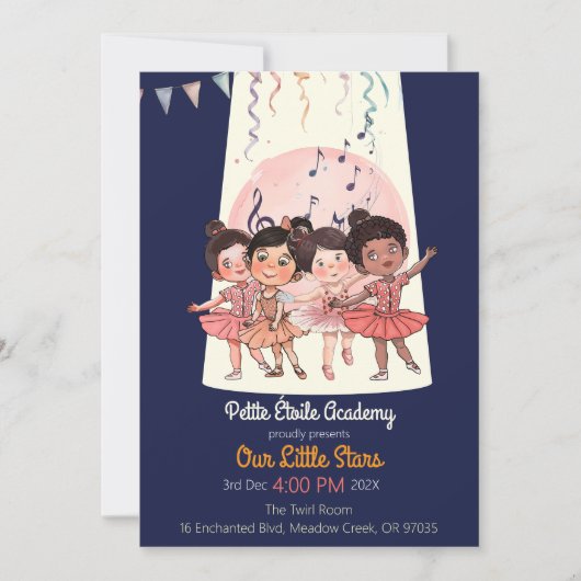 Tiny Dancers Overweging Uitnodigen – Custom Studio Kaart (Voorkant)