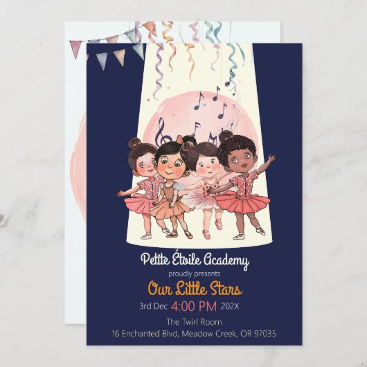 Tiny Dancers Overweging Uitnodigen – Custom Studio Kaart (Voorkant / Achterkant)