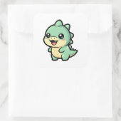 Tiny Dinosaur – Cute Kawaii Illustration Vierkante Sticker (Tas)