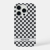 Tiny Dog Paw Print In Black and White Custom Name (Verso)